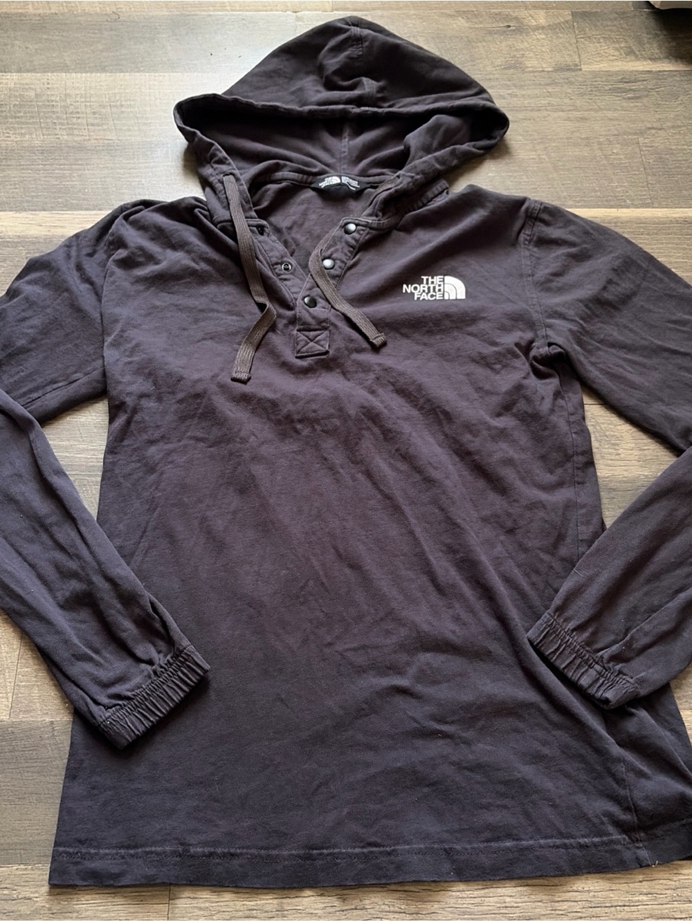 The North Face Men's Gray 1/4 Button Hooded Long Sleeve Light Sweater Size Small